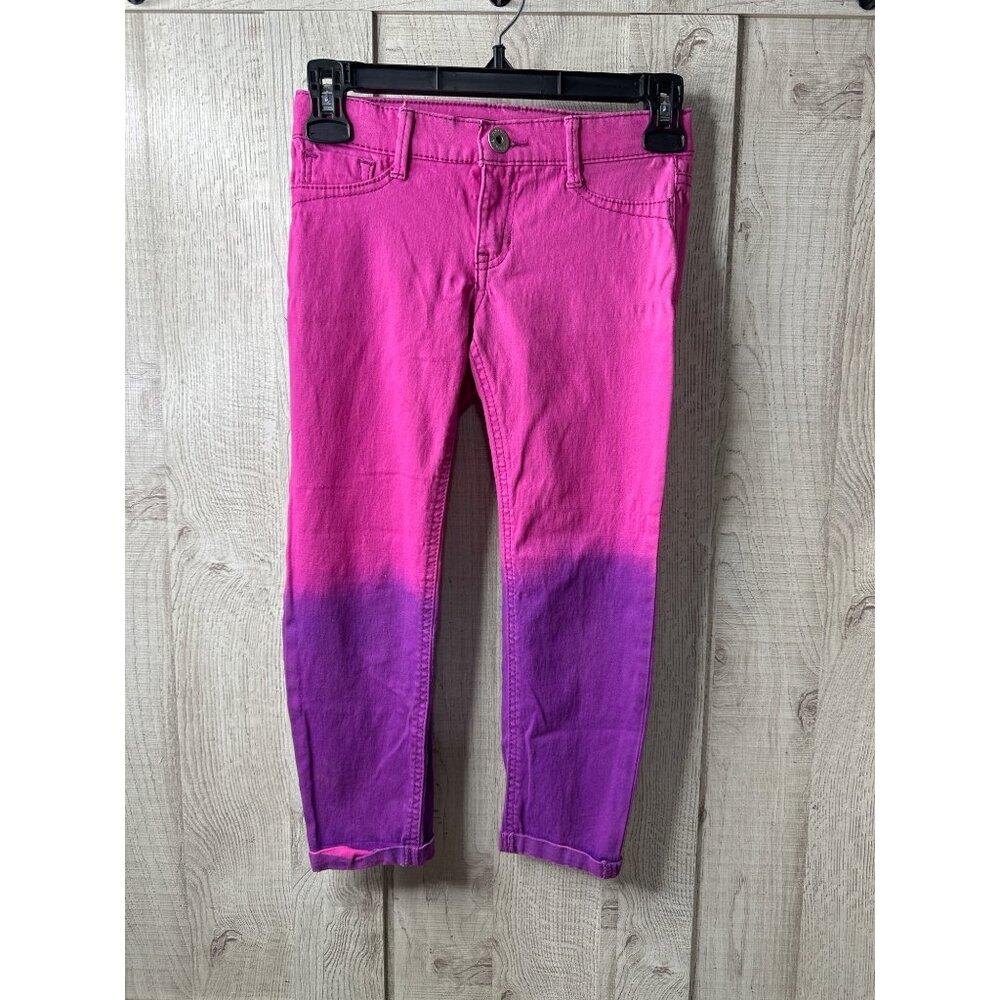 Jordache Girls Size 8 Ankle Super Skinny Jeans Adj Waist Pink & Purple Ombre